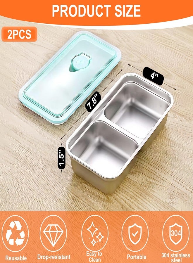 aeloer Stainless Steel Snack Containers, 2 Pcs Grab and Go Snack Box Reusable with Double Compartment, Food Storage Snackle box with Lids for Travel or Outdoor Camping - Image 3